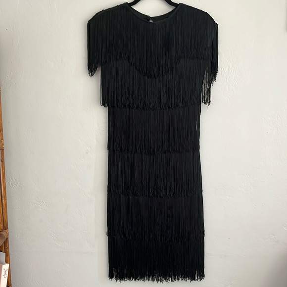 Vintage Cheryl Kaye Black Flapper Dress - Picture 1 of 4